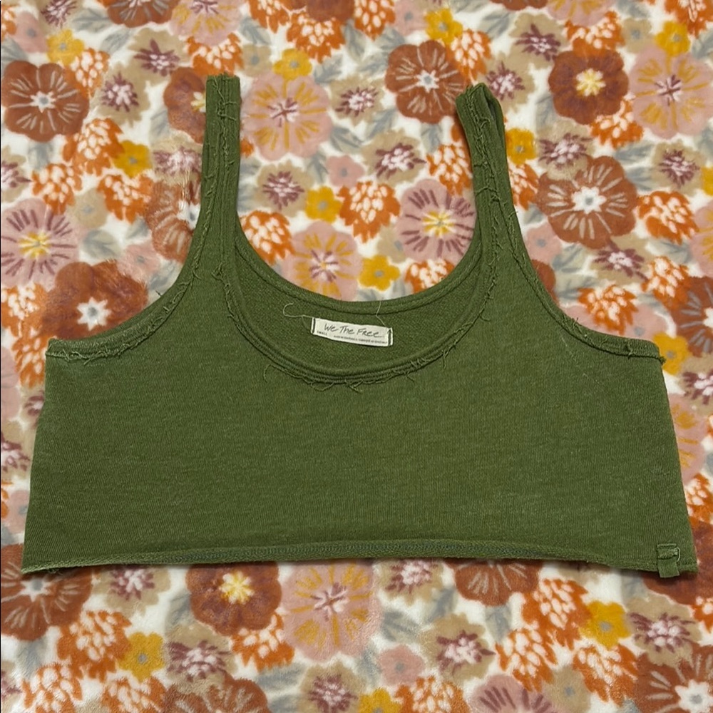 We The Free Green raw hem crop tank